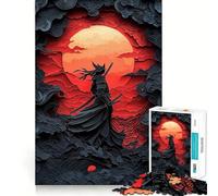 Puzzle Silhouette de Samouraï pour Adultes 1000 Pièces Renforce la Mémoire Amusant et Détente Qualité Cadeau Élégant (50x75cm)