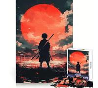 Puzzle Silhouette de samouraï Red Moon pour Adolescents, 1000 pièces, stimule la mémoire, se détend et s'amuse Découpe de qualité supérieure, Cadeau élégant (38x26cm)