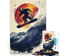 Puzzle Silhouette de Snowboardeur 1000 Pièces pour Adolescents Jeu de Logique Fine Loisirs Faciles pour Les Fêtes (38x52cm)