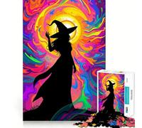 Puzzle Silhouette de sorcière pour Adolescents,1000 pièces,Jeu de réflexion découpé au Laser pour Un Assemblage Parfait,Exercice Mental Calme à la Maison (50x75cm)