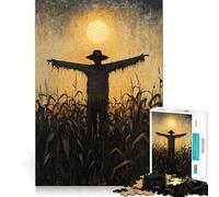 Puzzle Silhouette Épouvantail 1000 Pièces pour Adolescents Jeu de Réflexion Anti-Stress Découpe Soigneuse Cadeau Artistique 38x52cm