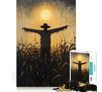 Puzzle Silhouette Épouvantail 1000 Pièces pour Adolescents Jeu de Réflexion Anti-Stress Découpe Soigneuse Cadeau Artistique 50x75cm