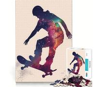 Puzzle Silhouette Galaxie Patinage pour Adolescents 1000 Pièces Renforce la Mémoire Anti-Stress Bords Lisse Cadeau de Noël 50x75cm