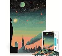 Puzzle Silhouette Homme dans l'espace pour Adolescents 1000 Pièces Jeu de Logique Amusant en Intérieur Bords Précis Pièce de Collection Art 50x75cm