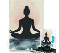 Puzzle Silhouette Méditation 1000 Pièces Adultes Cadeau Jeu de Stimulation mentale Atelier Silencieux et Amusant Design raffiné Assemblage Parfait Cadeau Exquis 50x75cm