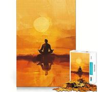 Puzzle Silhouette Méditation 1000 Pièces pour Adolescents Amélioration de la Mémoire Détente et Amusant Collection d'art aux Découpes Précises 38x52cm