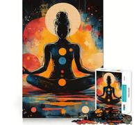 Puzzle Silhouette Méditation pour Adultes 1000 Pièces Jeu d'exercice Mental Design Relaxant Cadeau saisonnier 38x26cm
