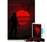 Puzzle Silhouette Ninja avec Épées au Coucher du Soleil pour Adultes 1000 Pièces Stimule la mémoire et soulage Le Stress Bords Lisses 38x52cm