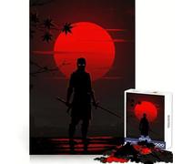 Puzzle Silhouette Ninja avec Lune Rouge 1000 Pièces pour Adolescents Jeu de Logique Claire Passe-Temps Calme Découpe Parfaite Cadeau Classique 50x75cm