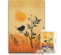 Puzzle Silhouette Oiseau Coucher de Soleil 1000 Pièces pour Adolescents - Jeu de Développement Cognitif et Amusant - Cadeau Spécial et Attentionné - Dimensions:38x26cm