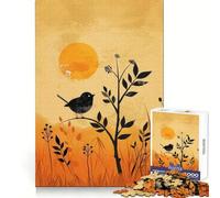Puzzle Silhouette Oiseau Coucher de Soleil pour Adolescents 1000 Pièces Jeu d'Éveil Mental Activité à Domicile Découpe Précise Décoration Murale 38x52cm