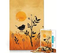 Puzzle Silhouette Oiseau Coucher de Soleil pour Adolescents 1000 Pièces Jeu d'Éveil Mental Activité à Domicile Découpe Précise Décoration Murale 38x52cm