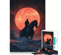Puzzle Silhouette Rider sous la Lune de Sang pour Adultes, 1000 pièces, Jeu de logique Pointue, Amusant et Facile à Assembler, Cadeau mémorable 38x26cm