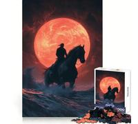 Puzzle Silhouette Rider Under Blood Moon pour Adolescents, 1000 pièces, Jouet de logique, Cadeau raffiné et de qualité supérieure 50x75cm