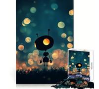 Puzzle Silhouette Robot en Lumières 1000 Pièces pour Adultes Jeu de Logique Pure Amusant et Apaisant Découpe Précise 38x26cm