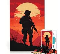 Puzzle Silhouette Soldat Coucher de Soleil 1000 Pièces pour Adolescents Jeu de réflexion Intelligent Amusant et paisible Cadeau de Noël idéal 50x75cm