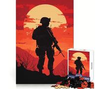 Puzzle Silhouette Soldat Coucher de Soleil 1000 Pièces pour Adolescents Jeu de réflexion Intelligent Amusant et paisible Cadeau de Noël idéal 50x75cm