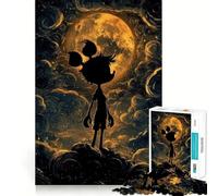 Puzzle Silhouette sous la Lune 1000 Pièces pour Adolescents Jeu de Pensée Sage, Amusant et Paisible Cadeau de Noël Idéal 38x52cm