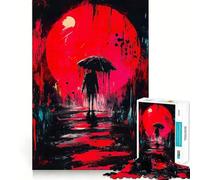 Puzzle Silhouette sous la Lune Rouge pour Adolescents, 1000 pièces, Jeu de logique mentale, Anti-Stress, découpe Ferme, Cadeau de Noël 50x75cm