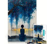 Puzzle Silhouette sous l'arbre pour Adolescents 1000 Pièces Jeu de Logique Mentale Anti-Stress Découpe Ferme Cadeau de Vœux du Père Noël 50x75cm