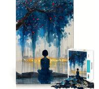 Puzzle Silhouette sous Un Arbre 1000 pièces pour Adolescents Jeu de logique et de Relaxation Objet de Collection Haut de Gamme 38x26cm