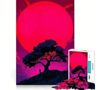 Puzzle Silhouette sous Une Lune Rose, 1000 pièces, pour Adultes, Jeu de logique, Lien Familial, découpe de précision, Surprise chaleureuse 38x52cm