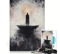 Puzzle Silhouette sur Une Falaise 1000 pièces pour Adolescents Jeu de logique Clair Loisirs faciles Découpe Parfaite Cadeau d'anniversaire 50x75cm