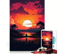 Puzzle Silhouettes de Coucher de Soleil pour Adolescents 1000 pièces Jeu Intelligent et apaisant Découpe Lisse Cadeau Exceptionnel 50x75cm