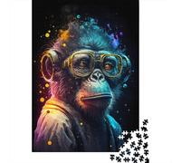 Puzzle Singe à Lunettes, 100% Carton recyclé, Puzzle de qualité supérieure pour Adultes et Enfants, Cadeaux d'halloween, 300 pièces (40 x 28 cm)