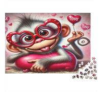Puzzle Singe Amour 1000 Pièces 52x38cm Papier Recyclé pour Adultes Jeu Challengeant Apprentissage Familial Décoration Maison Excellent Cadeau