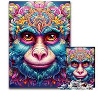 Puzzle Singe Coloré 1000 Pièces pour Adultes Puzzles en Bois pour Adultes Idéal Décoration DIY & Cadeau Casse-Tête 50x75cm / 19,68x29,52 Pouces