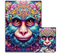 Puzzle Singe Coloré 1000 Pièces pour Adultes Puzzles pour Adultes DIY Décoration Maison Cadeau, Jeu de Casse-Tête 26x38cm / 10,23x14,96 Pouces