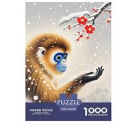 Puzzle Singe doré 1000 Pièces en Carton pour Adultes Enfants Jeu De Détente Familial Puzzle Singe Doré Neige Cadeau Famille Home Decor 70x50cm/1000pcs