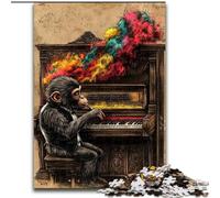 Puzzle Singe Jouant du Piano pour Adultes et Adolescents, 1000 pièces, à partir de 14 Ans, idéal pour améliorer la mémoire (26x38cm)