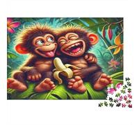 Puzzle Singe Liens Affectifs 1000 pièces Papier recyclé pour Adultes Jeu Amusant Activité familiale Décoration d'intérieur Excellente idée Cadeau 38x26cm/1000pcs