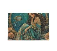 Puzzle sirène mignon DIY cadeau puzzle avec sac de rangement en maille pour adultes familles 500 pièces