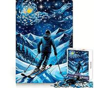 Puzzle Ski Nuit Étoilée 1000 Pièces Adultes Jeu de logique et d'adresse Anti-Stress Découpe précise Liste de souhaits du Père Noël 38x52cm