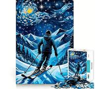 Puzzle Ski Nuit Étoilée 1000 Pièces Adultes Jeu de logique et d'adresse Anti-Stress Découpe précise Liste de souhaits du Père Noël 38x52cm