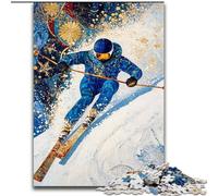 Puzzle Skieur 1000 pièces pour Adolescents, Jeux Amusants, décoration Murale, Cadeaux d'anniversaire et de Noël Uniques 50x75cm