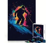 Puzzle Skieur en Mouvement pour Adultes, 1000 pièces, Jeu de réflexion, Divertissement à Plusieurs, découpe de précision, Cadeau Unique 50x75cm