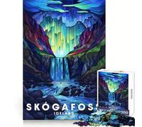 Puzzle Skogafoss Poster 1000 pièces pour Adolescents Amélioration de la mémoire Détente et Amusement Pièce de Collection aux découpes nettes 50x75cm