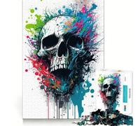 Puzzle Skull II 1000 pièces pour Adolescents Remémoration, Amélioration, Détente, Pièce d'art aux Contours Nets 50x75cm