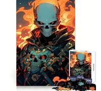 Puzzle Skull Warrior en Flammes pour Adultes, 1000 pièces, Jeu de logique Pointu, Amusant et Facile à Assembler, Cadeau mémorable 38x26cm