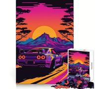 Puzzle Skyline Synthwave 1000 pièces pour Adolescents, Jeu de logique mentale, Silencieux et précis, idéal pour Les vœux de Noël (50x75cm)