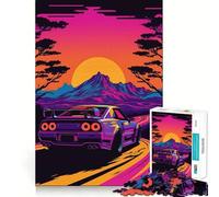 Puzzle Skyline Synthwave 1000 pièces pour Adolescents, Jeu de logique mentale, Silencieux et précis, idéal pour Les vœux de Noël (50x75cm)