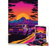 Puzzle Skyline Synthwave 1000 pièces pour Adolescents, Jeu de Puzzle Stimulant la réflexion, Jeu de Groupe, Art Assembler, Cadeau Classique (38x26cm)