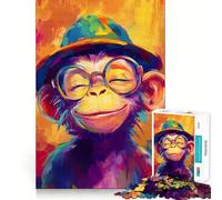 Puzzle Smile Monkey 1000 pièces pour Adolescents, Jouet cognitif, Plaisir Lent, Bords de qualité supérieure, Cadeau du Père Noël 38x26cm