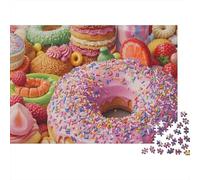 Puzzle soirée Jeu Familial Difficile 1000 pièces Collection de Beignets colorés, Beignet géant sucreries vermicelles Pastel Premium épais Robuste Haute qualité Vibrant Stimulant Anti-Stress 38x26cm