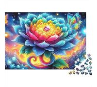 Puzzle Soirée Jeu Famille Difficile 1000 Pièces, Rose Cosmique, Lotus Arc-en-Ciel, Crâne, Papillons, Ciel Cosmique, Premium Épais Robustes Haute Qualité, Défi Antistress 38x26cm