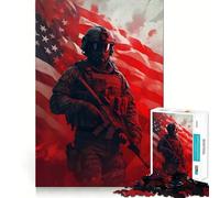 Puzzle Soldat Américain 1000 Pièces Jeu Stimulant Le Cerveau Jeu Zéro Espacement Parfait Divertissement Confortable à l'Intérieur pour Tous (50x75cm)